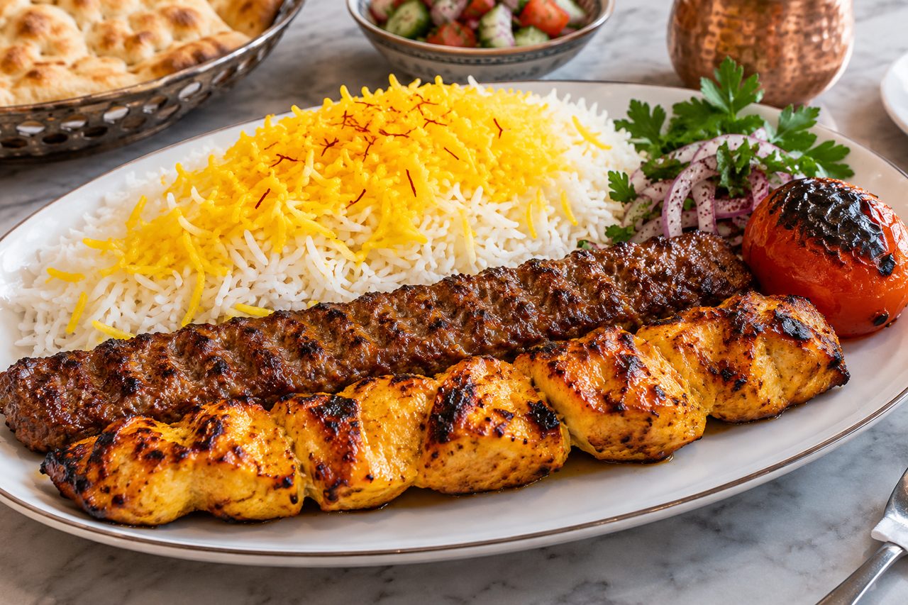 Boneless Chicken & Koobideh Special Chelo Kebab